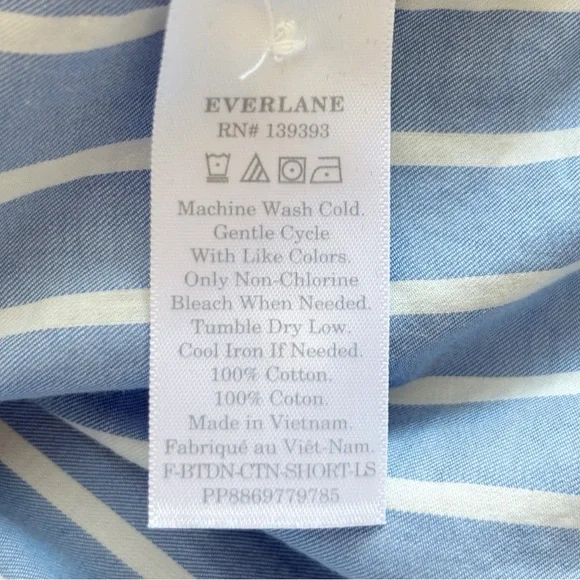 Everlane The Way-Short Striped Shirt XXS Silky Cotton Mariner Blue - Picture 7 of 8